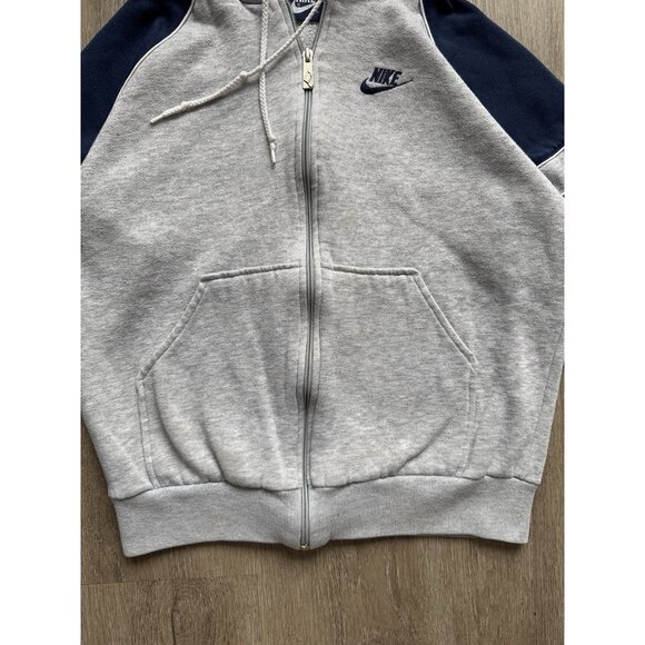 Rare Vintage 80s Nike Swoosh Full Zip Sweater Hoodie Youth Kids XL Gray Blue - Picture 5 of 16